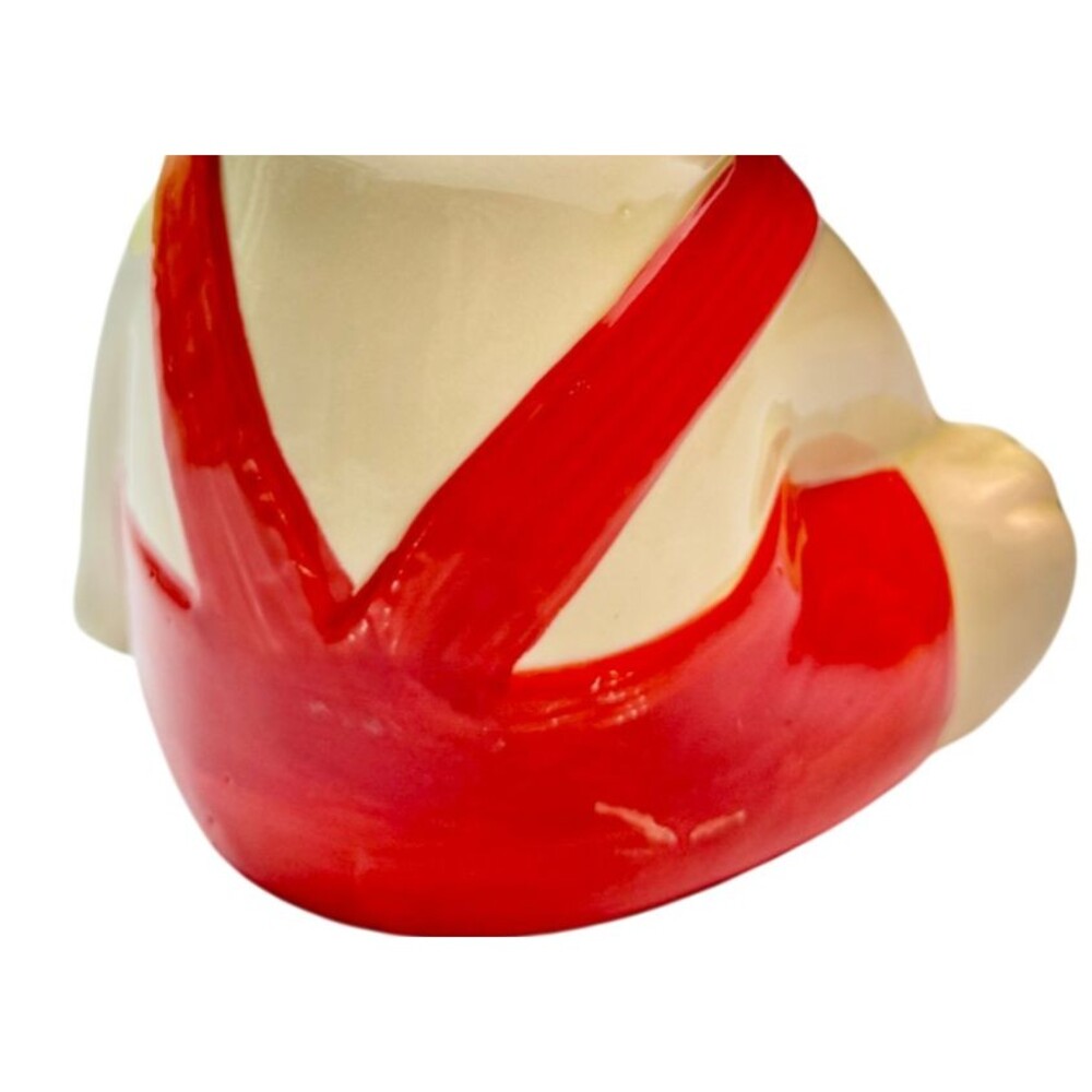 Cat Kitty Japan Coin Piggy Bank Vintage Ceramic Baseball Cap and Overalls 8in - Picture 10 of 11